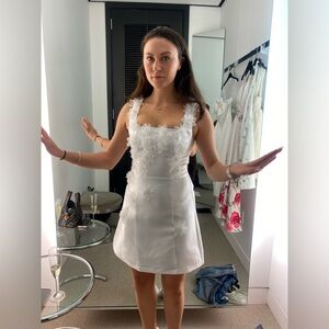 Elliatt White 3D Floral Appliqué Mini Dress Small Bridal Shower Rehearsal Dinner